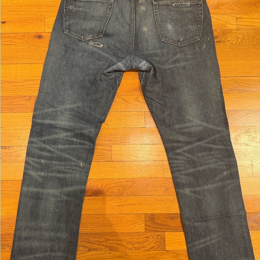 Polo by Ralph Lauren Men's Relaxed Fit Distressed Jeans - Dark Blue - Picture 6 of 7